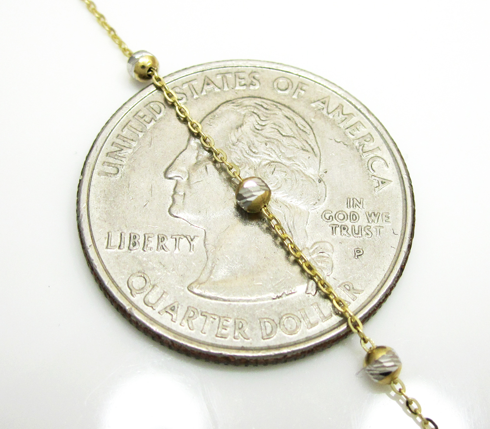 14k gold diamond cut bead chain 16-20 inch 2.5mm