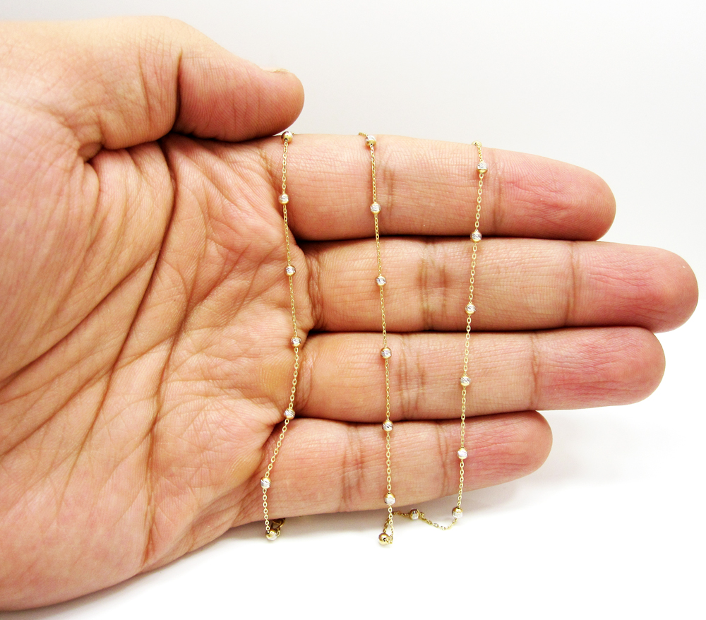 14k gold diamond cut bead chain 16-20 inch 2.5mm - Image 5