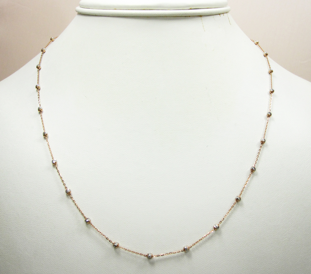 14k gold diamond cut bead chain 16-20 inch 2.5mm