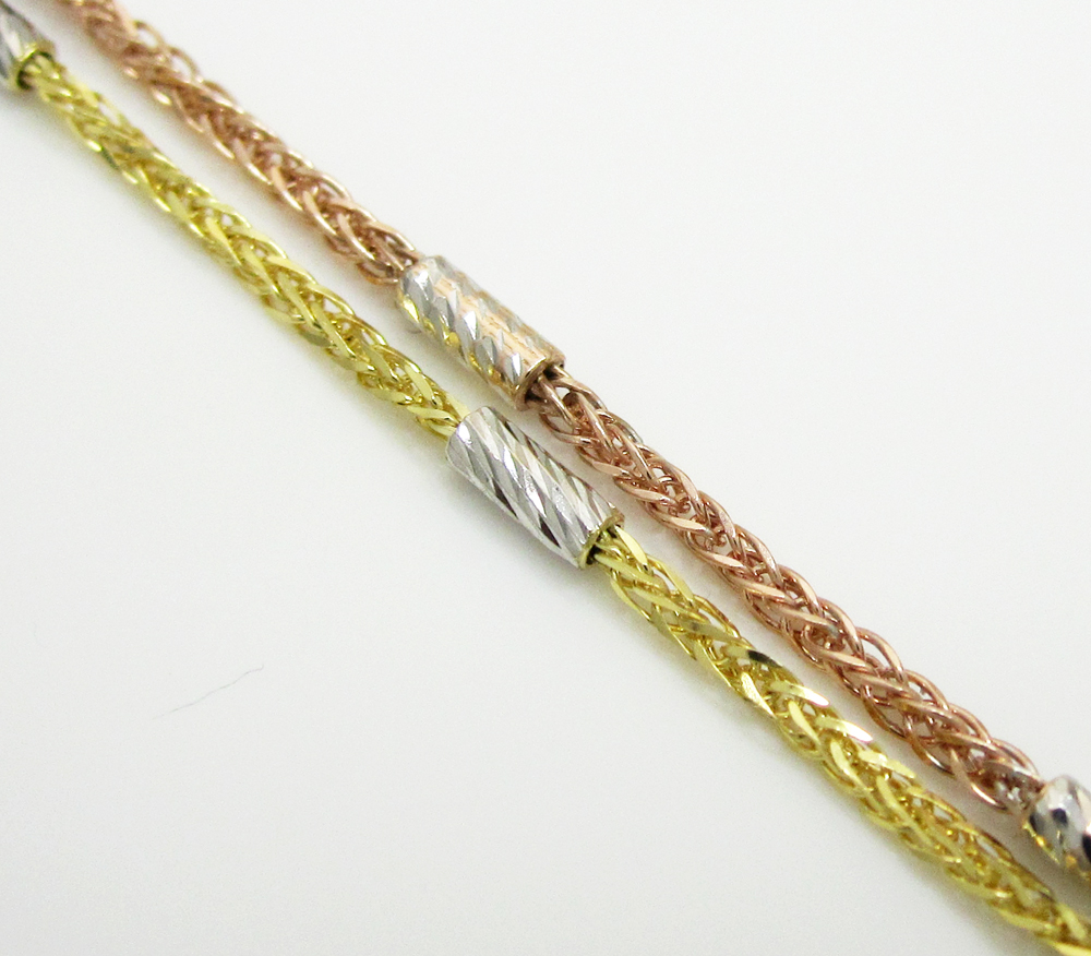 Buy 14k Gold Diamond Cut Wheat Link Chain 16 20 Inch 1.5mm Online