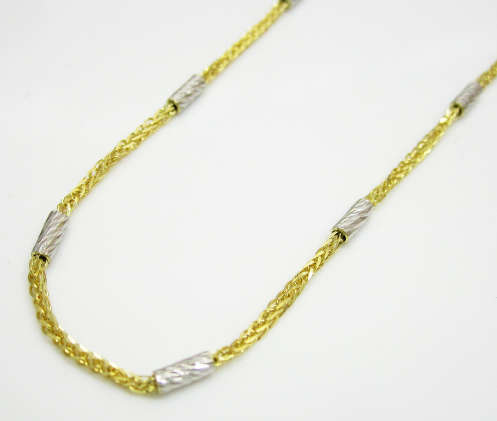 14k gold diamond cut wheat link chain 16-20 inch 1.5mm