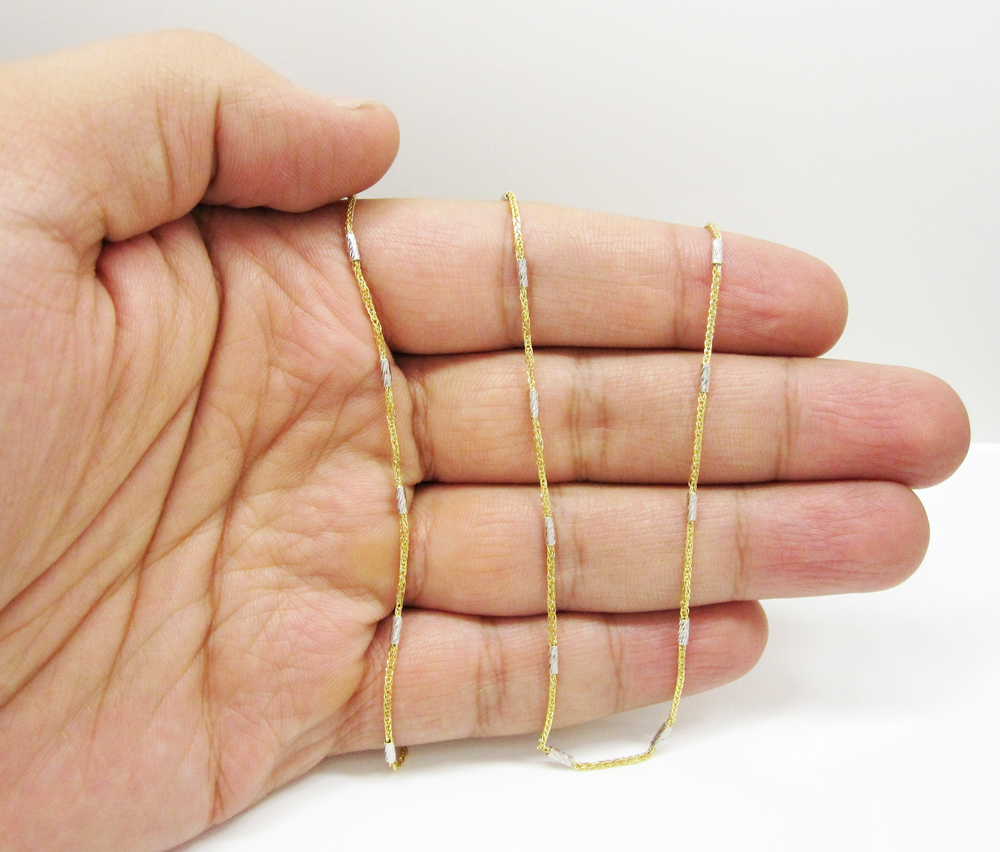 14k gold diamond cut wheat link chain 16-20 inch 1.5mm