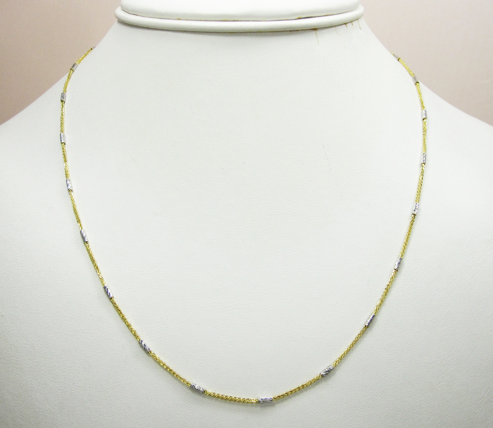 14k gold diamond cut wheat link chain 16-20 inch 1.5mm
