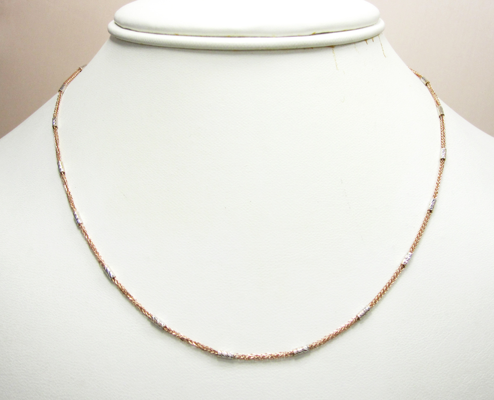 14k gold diamond cut wheat link chain 16-20 inch 1.5mm