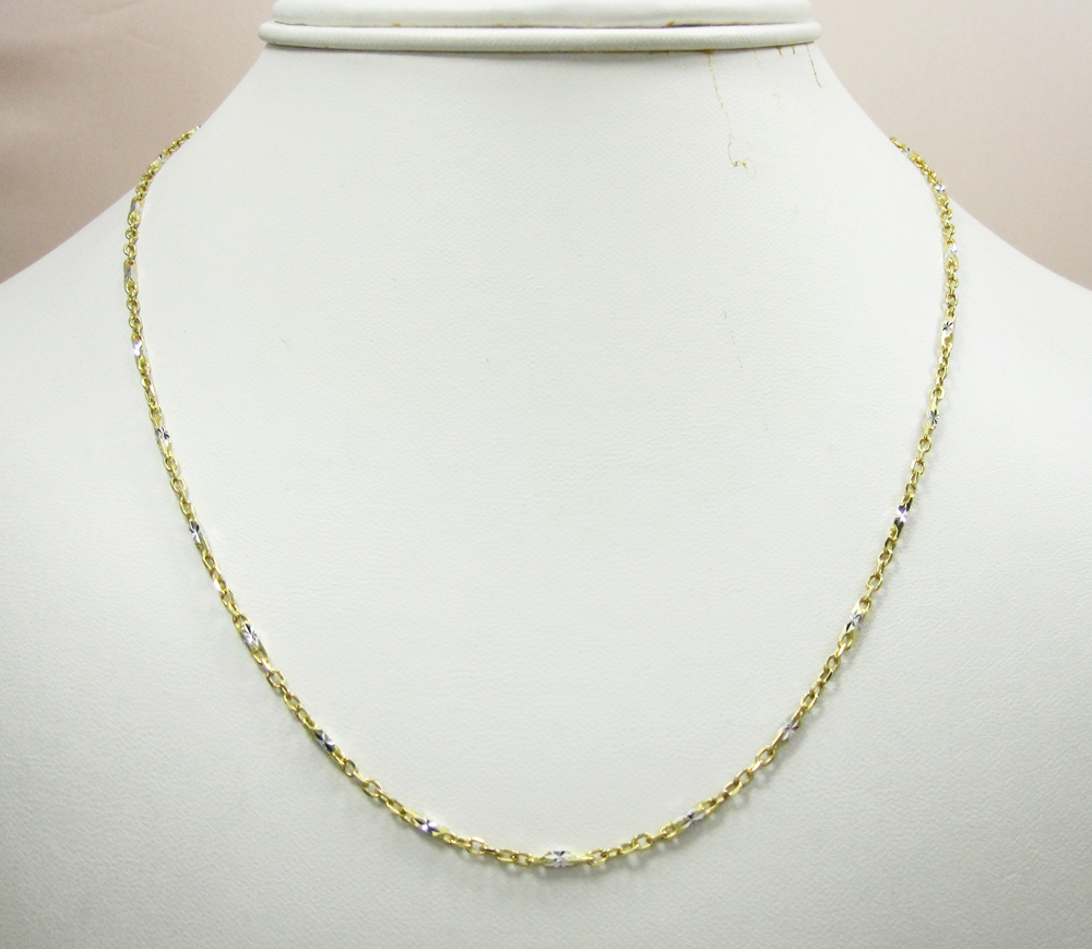 14k gold diamond cut circle link chain 16-24 inch 2mm