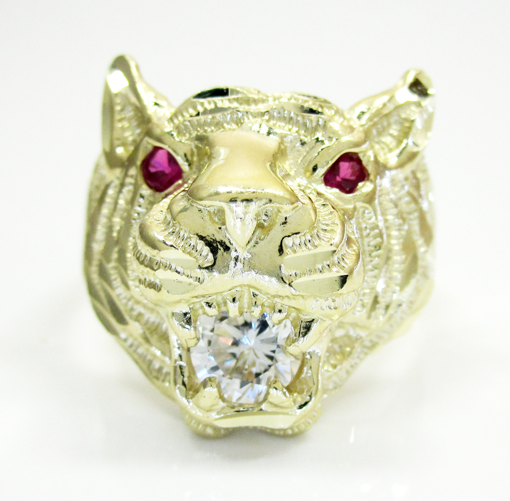 10k yellow gold tiger head ring 