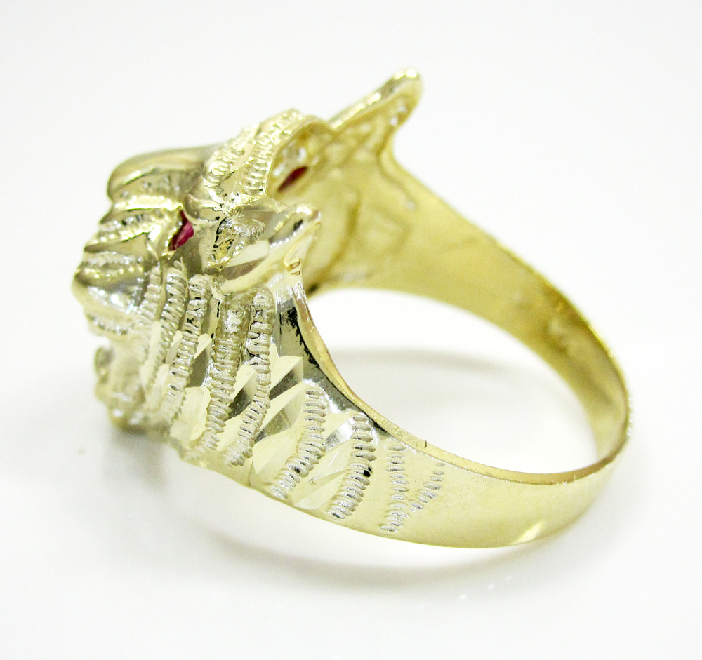 10k yellow gold tiger head ring  - Image 3