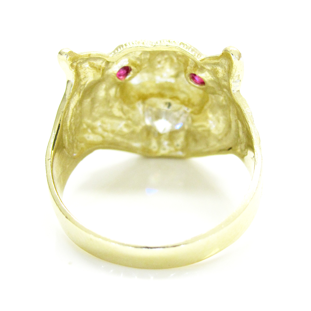 10k yellow gold tiger head ring  - Image 4