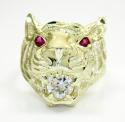 10k yellow gold tiger head ring