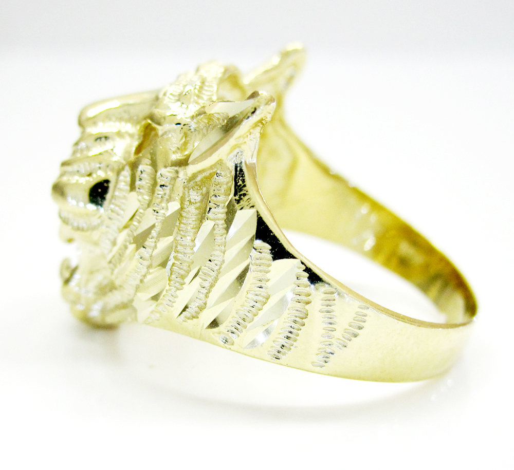 10k yellow gold tiger head ring 