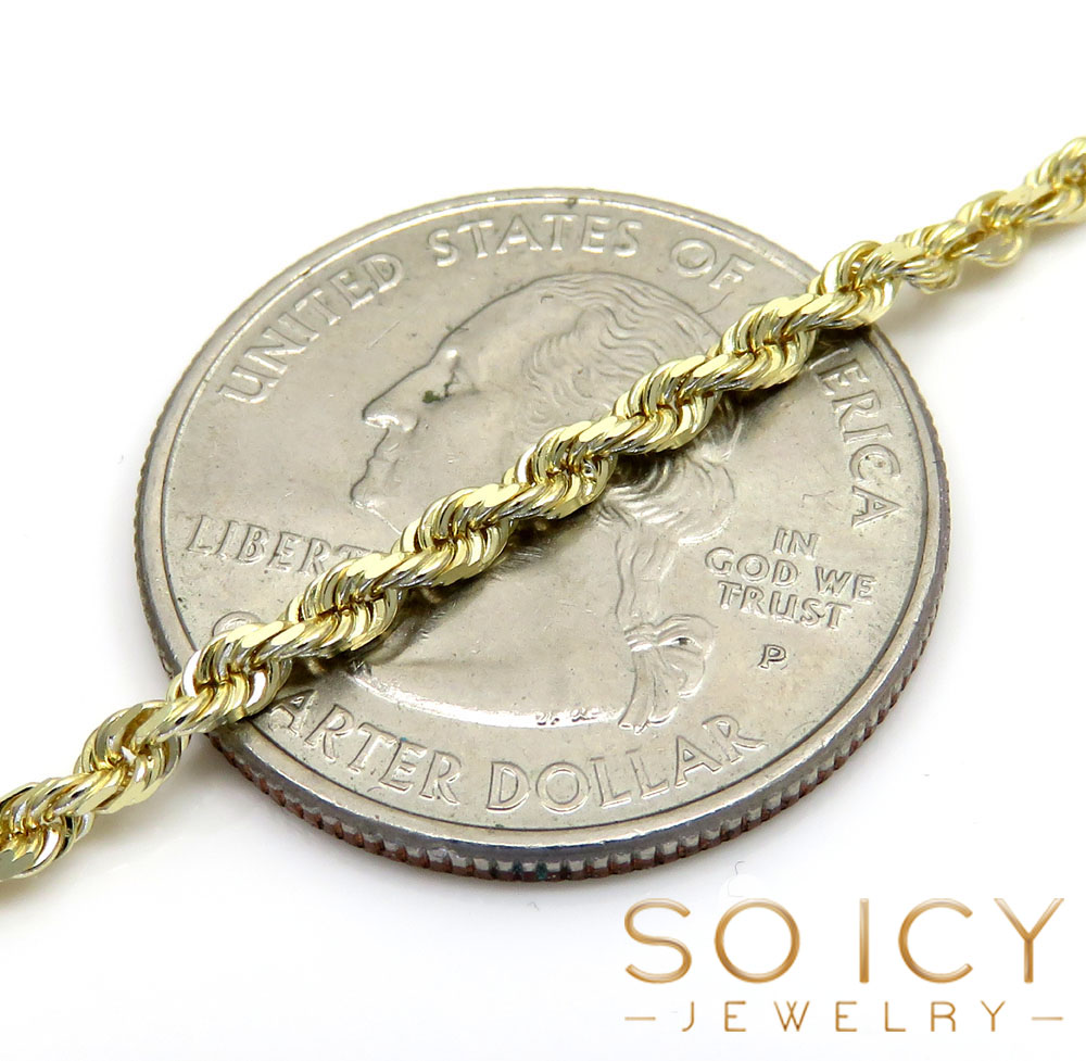 10k yellow gold solid rope chain 16-26 inch 2.30mm
