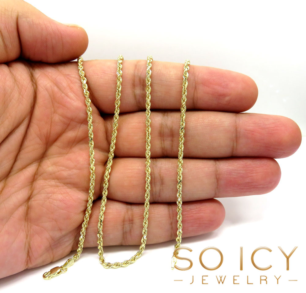 10k yellow gold solid rope chain 16-26 inch 2.30mm - Image 5