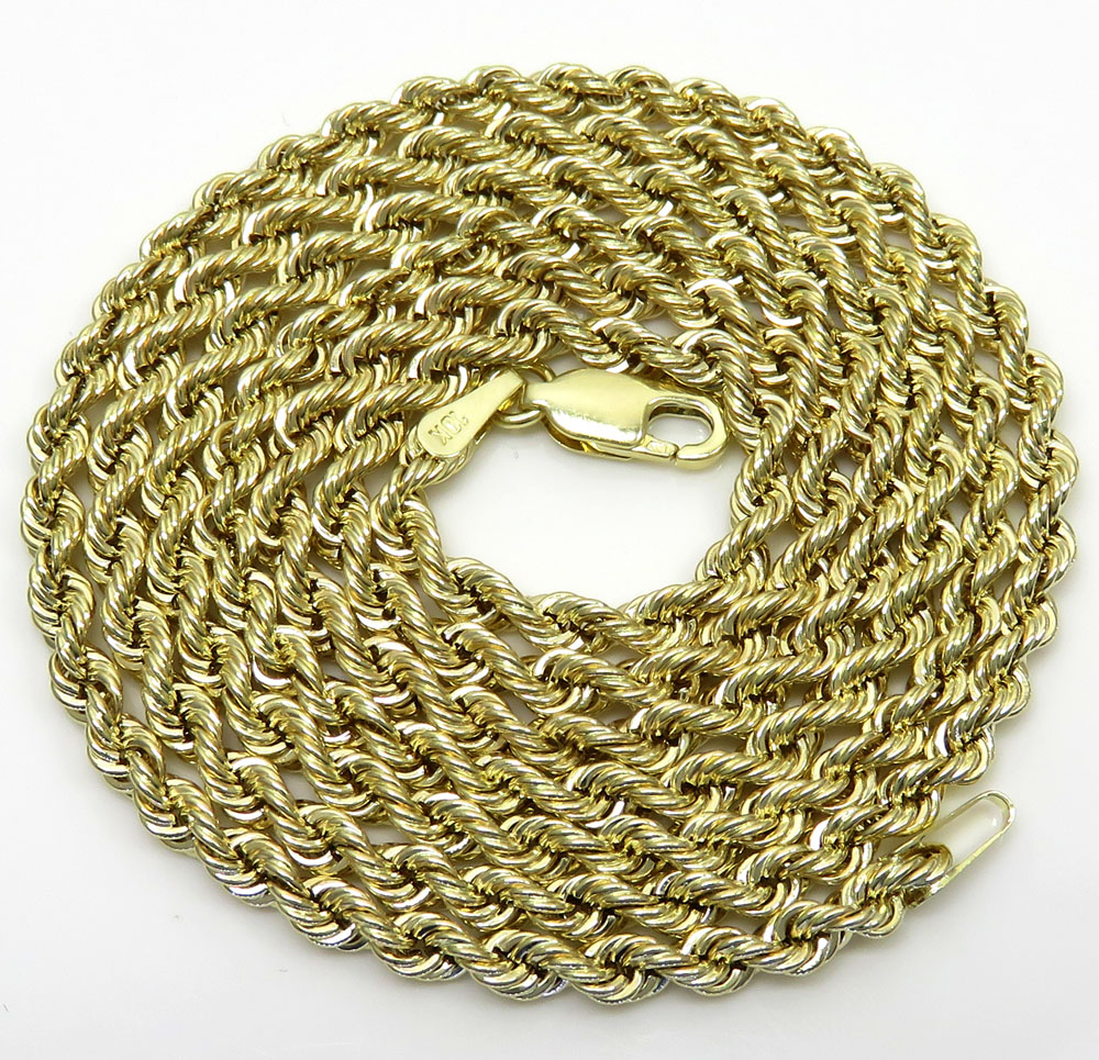 10k yellow gold hollow rope chain 18-30 inch 3mm - Image 2