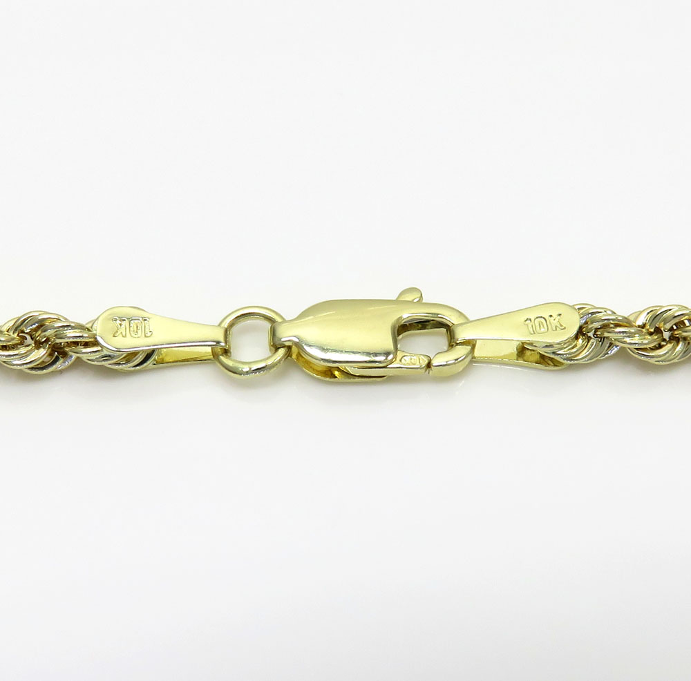 10k yellow gold hollow rope chain 18-30 inch 3mm
