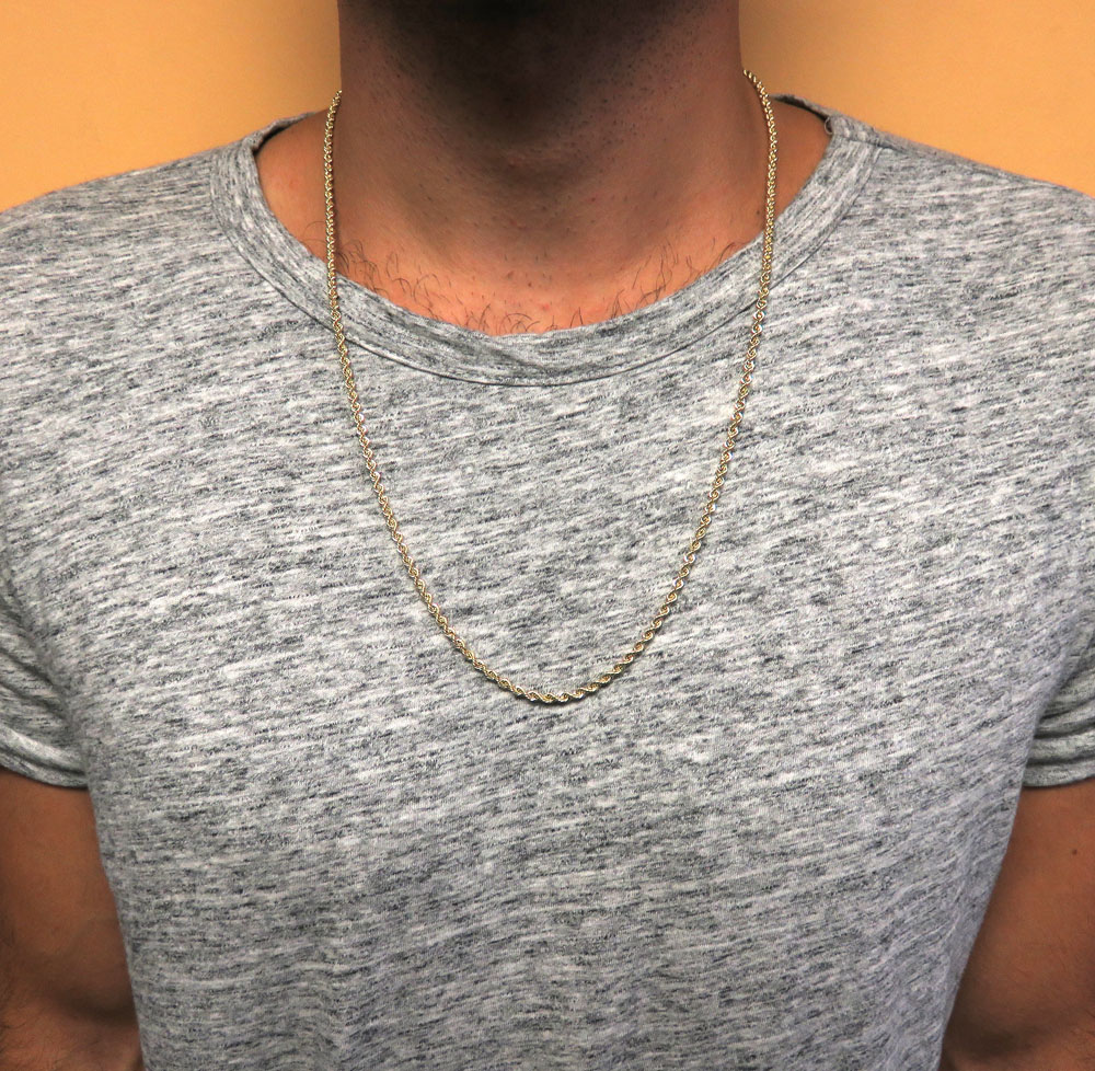 10k yellow gold hollow rope chain 18-30 inch 3mm - Image 6
