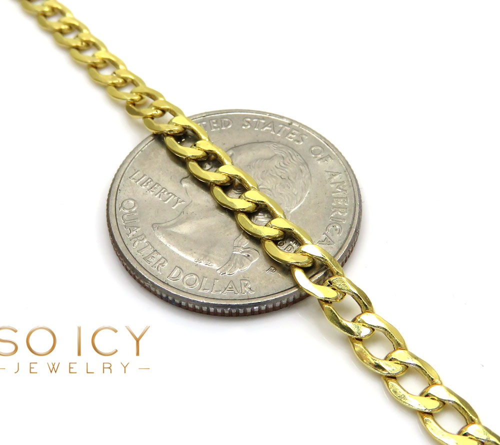 10k yellow gold hollow cuban chain 18-26 inch 4.50mm