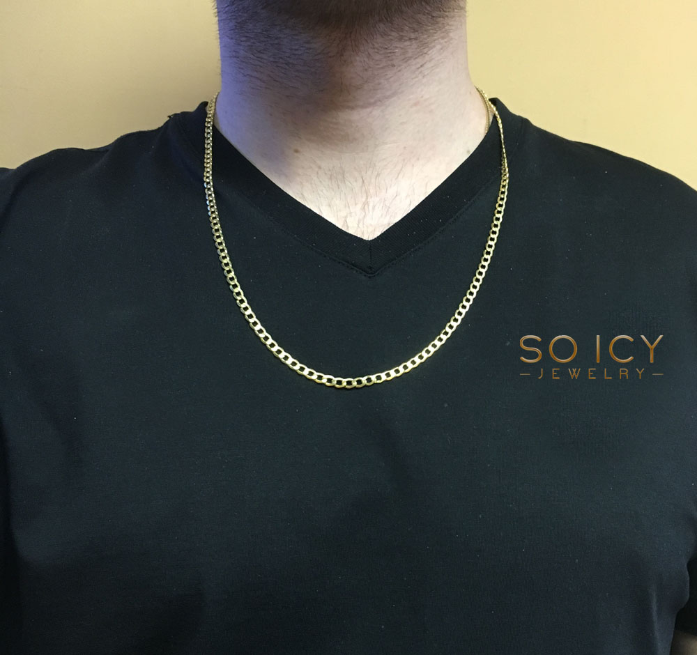 10k yellow gold hollow cuban chain 18-26 inch 4.50mm