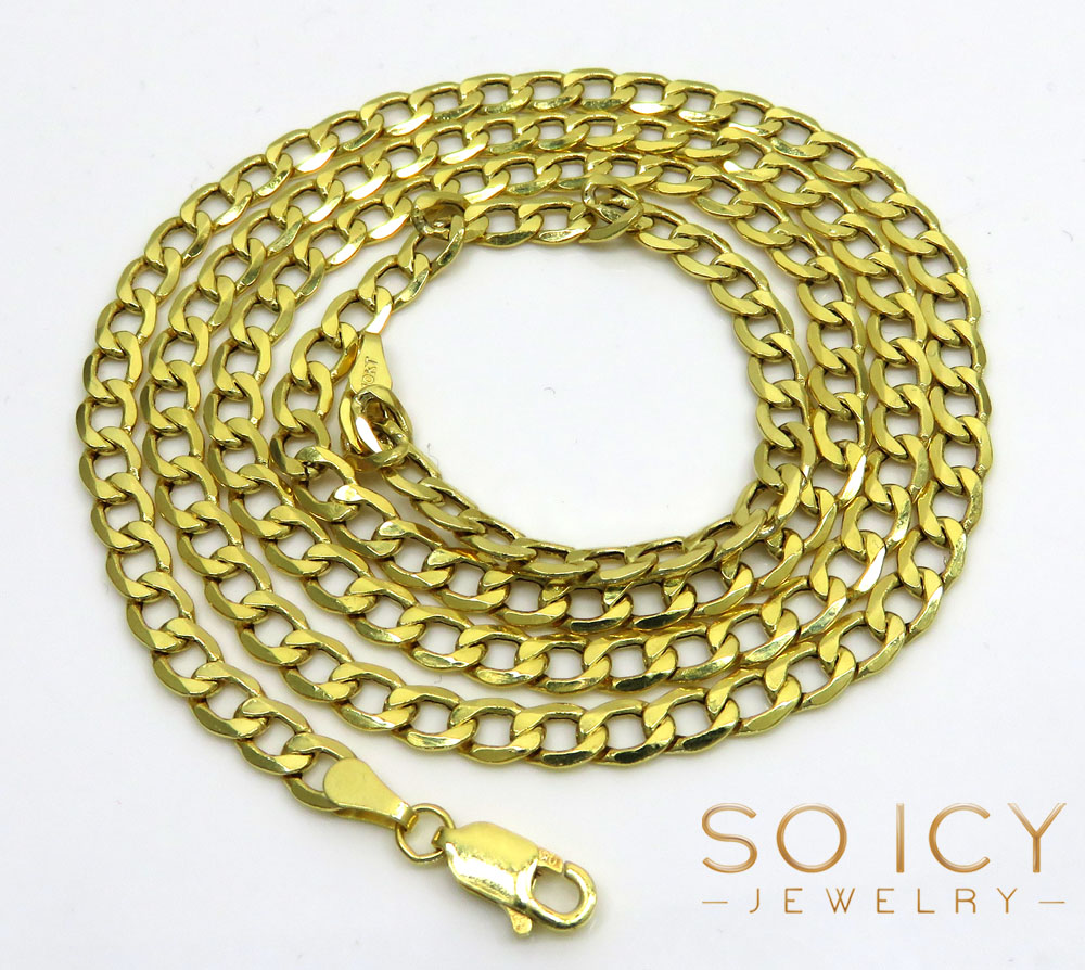 10k yellow gold hollow cuban chain 18-26 inch 4.50mm