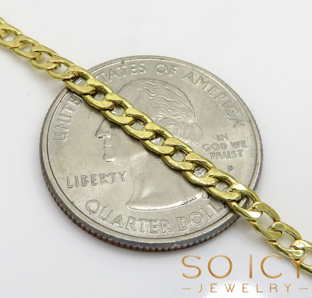 10k yellow gold hollow cuban chain 18-24 inch 3.60mm