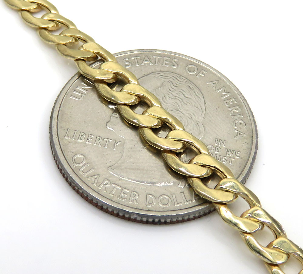 10k yellow gold hollow cuban chain 18-26 inch 5.20mm