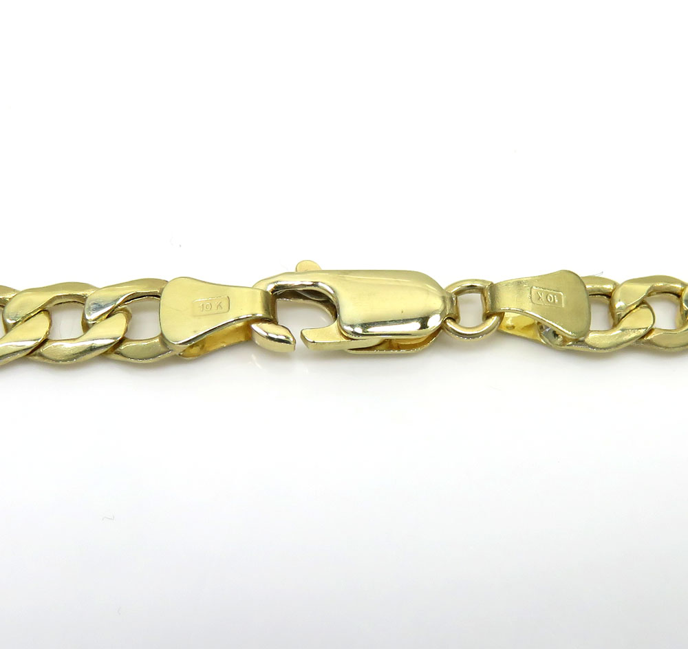 10k yellow gold hollow cuban chain 18-26 inch 5.20mm
