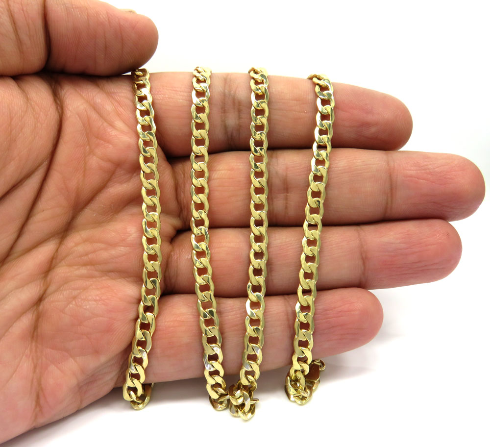 10k yellow gold hollow cuban chain 18-26 inch 5.20mm