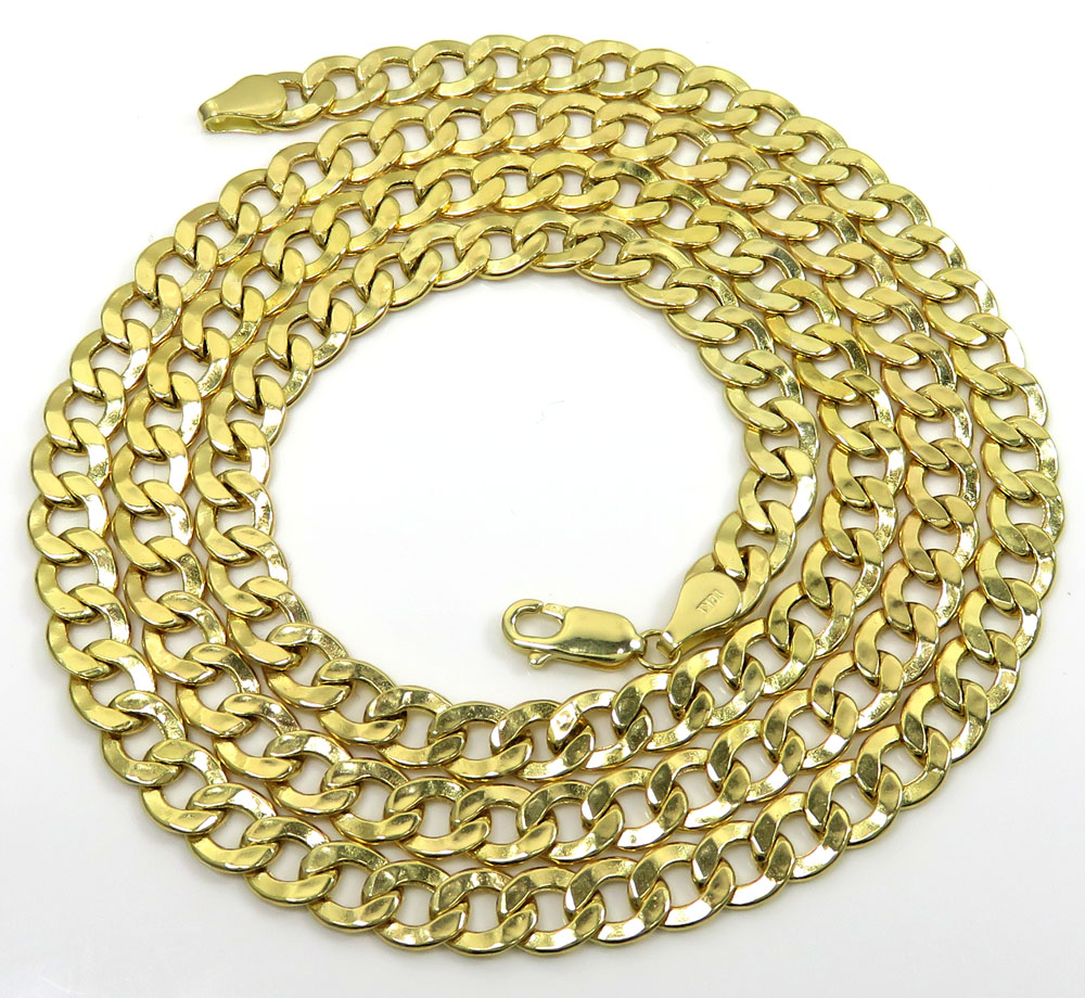 10k yellow gold hollow cuban chain 20-30 inch 6.50mm - Image 2