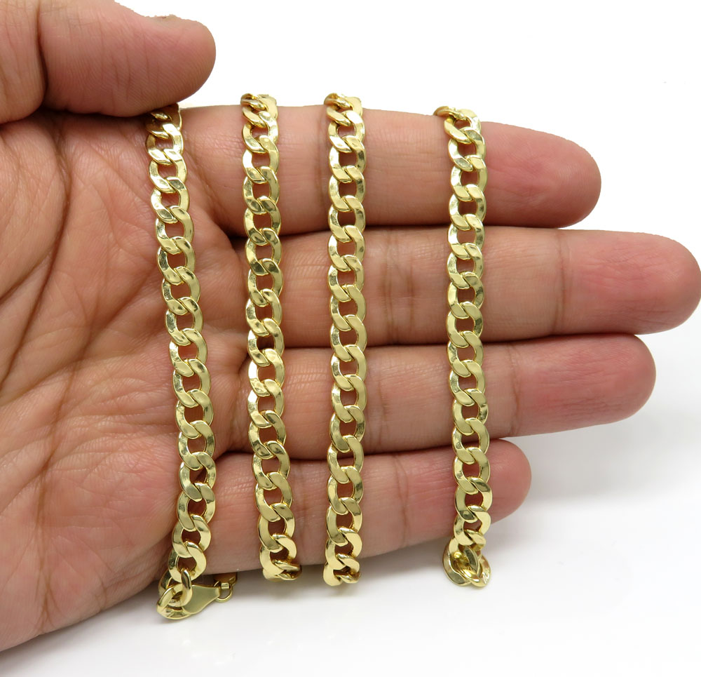 10k yellow gold hollow cuban chain 20-30 inch 6.50mm - Image 5