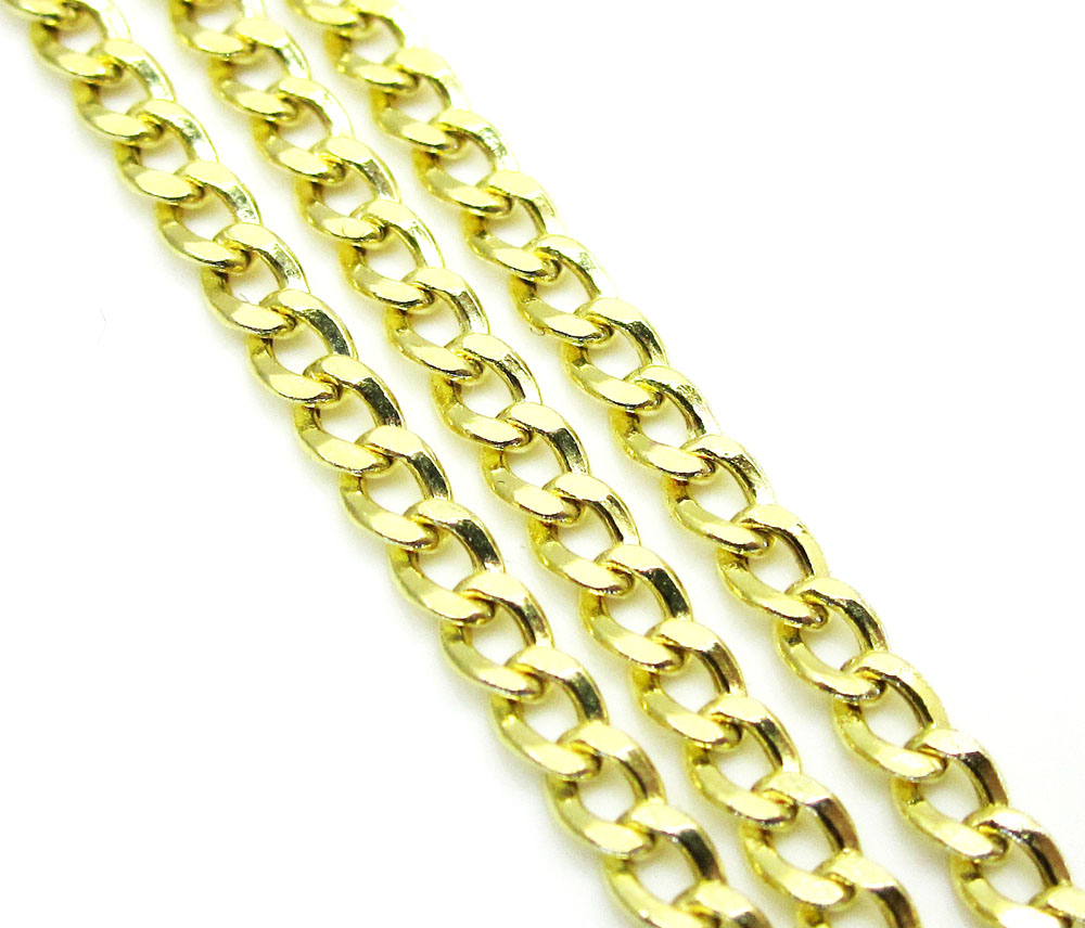 10k yellow gold hollow cuban chain 18-24 inch 2.50mm