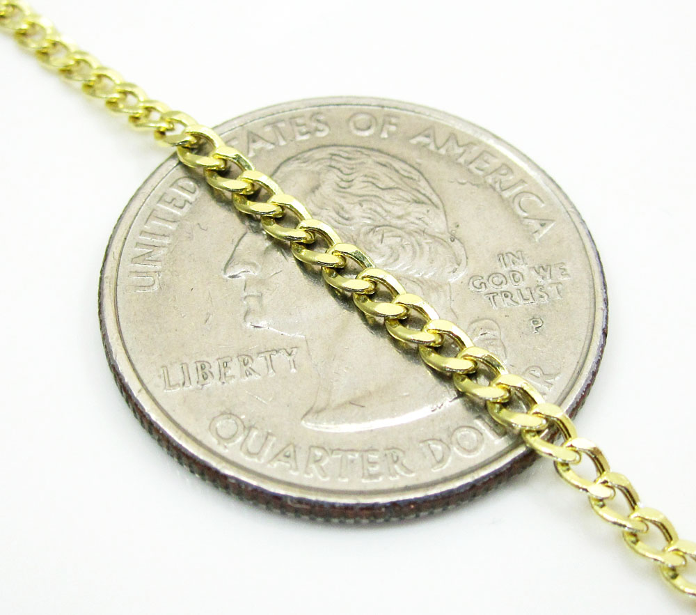 10k yellow gold hollow cuban chain 18-24 inch 2.50mm