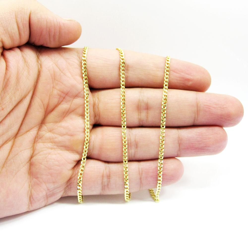 10k yellow gold hollow cuban chain 18-24 inch 2.50mm