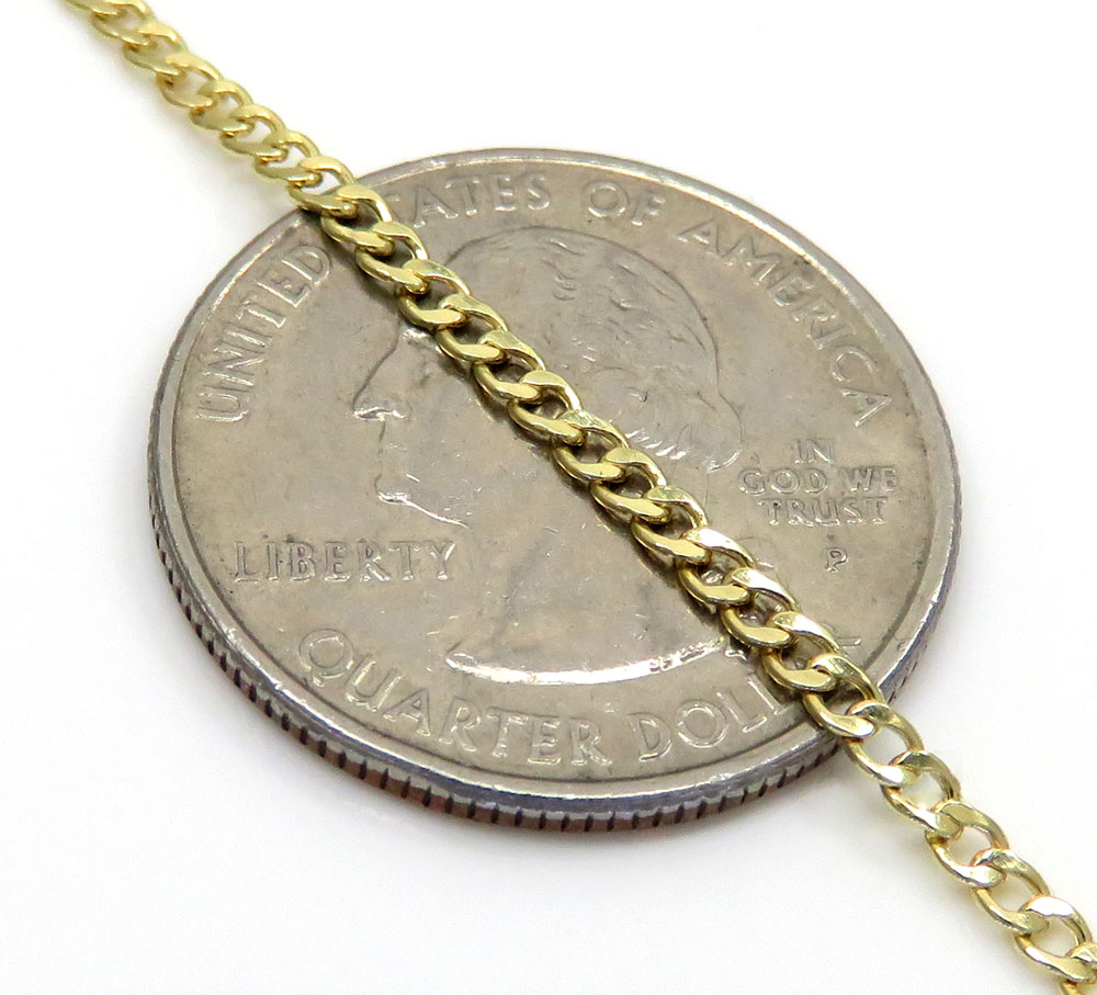 10k yellow gold skinny hollow miami cuban chain 16-24 inch 2mm