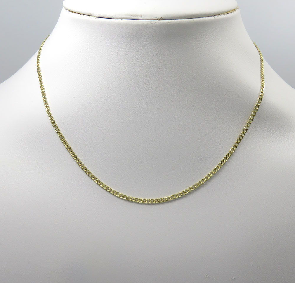 Real 14k Solid Yellow Gold Cuban Link Miami Chain Necklace 2MM 22/" inch 2 MM