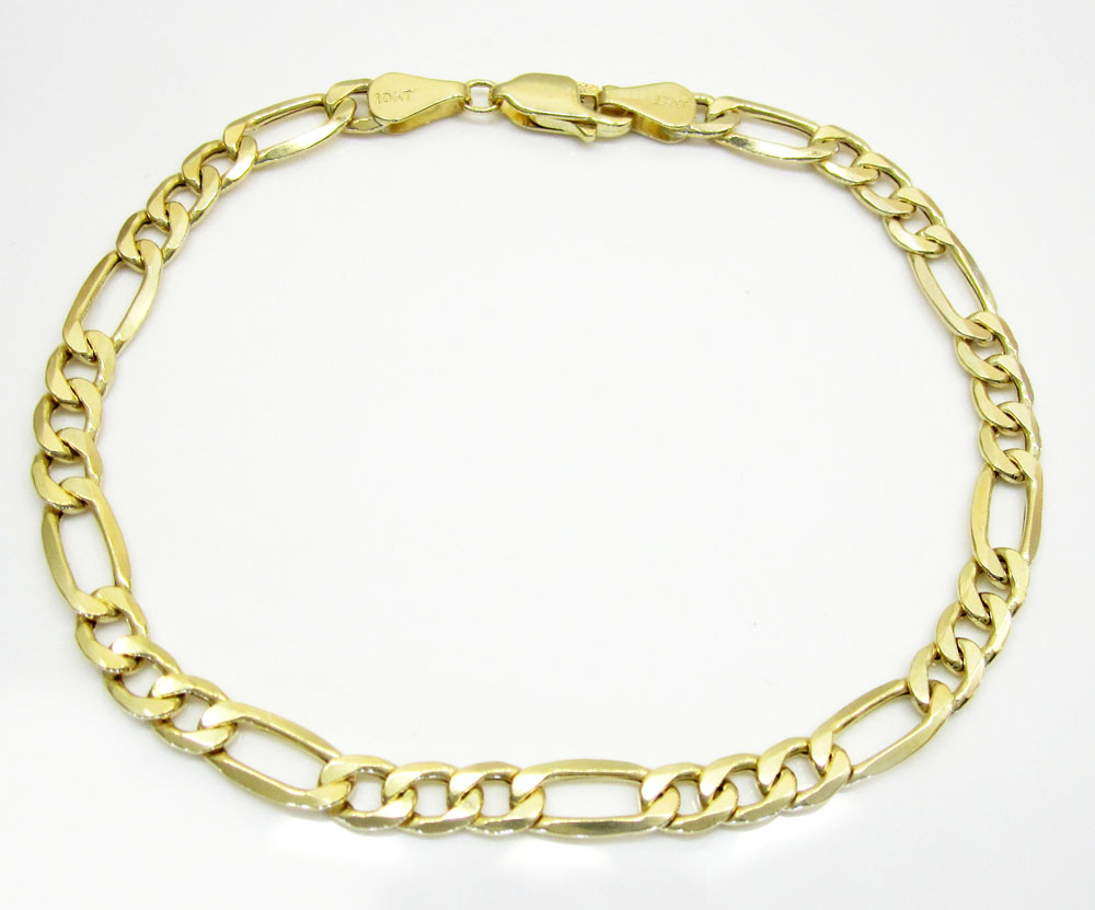 10k yellow gold figaro bracelet 8 inch 5.2mm 