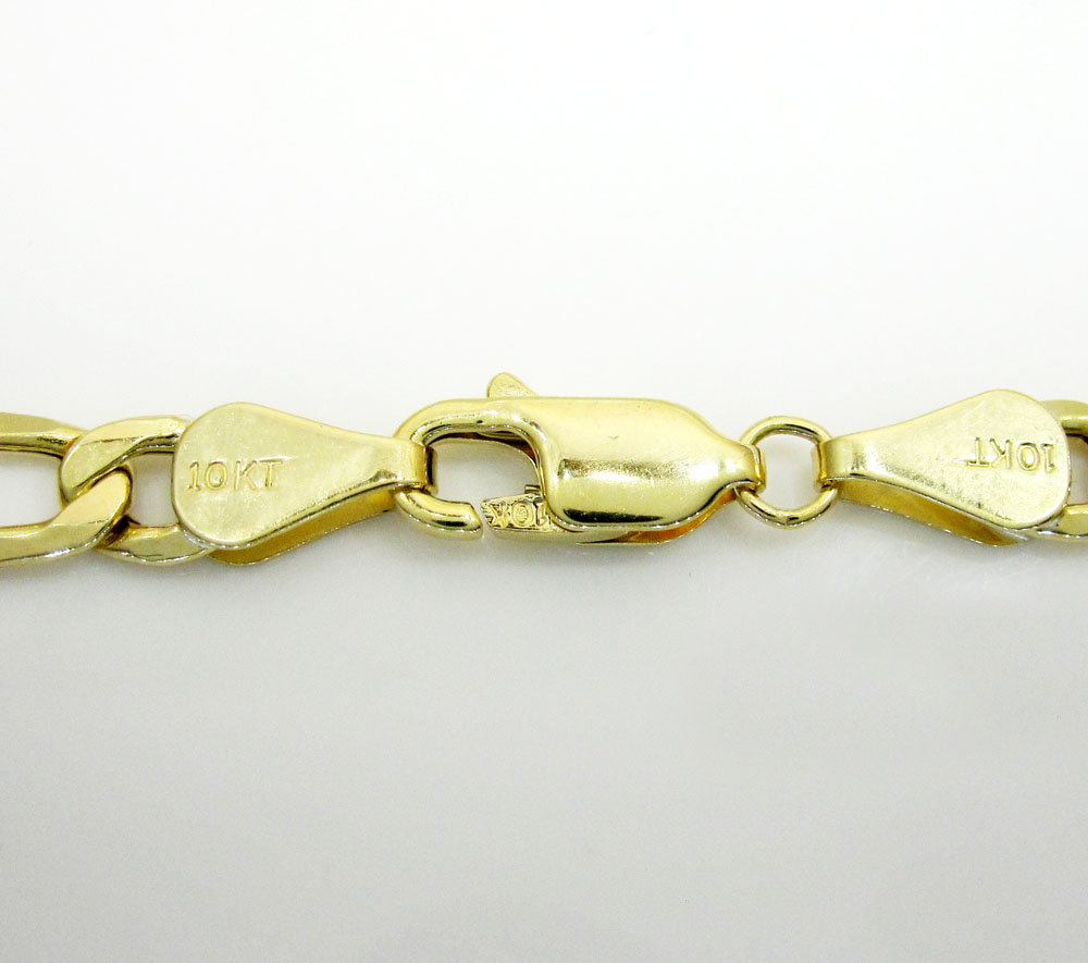 10k yellow gold figaro bracelet 8 inch 5.2mm 