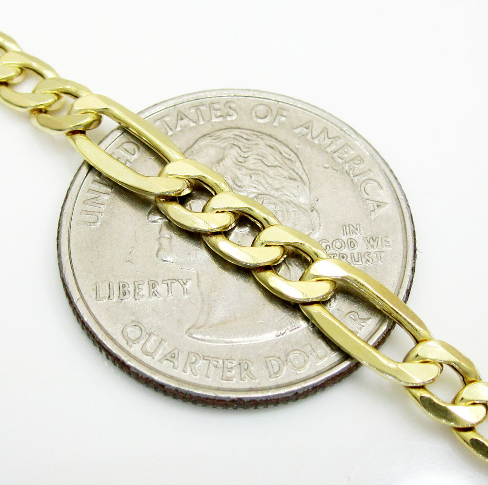 10k yellow gold figaro bracelet 8 inch 5.2mm 