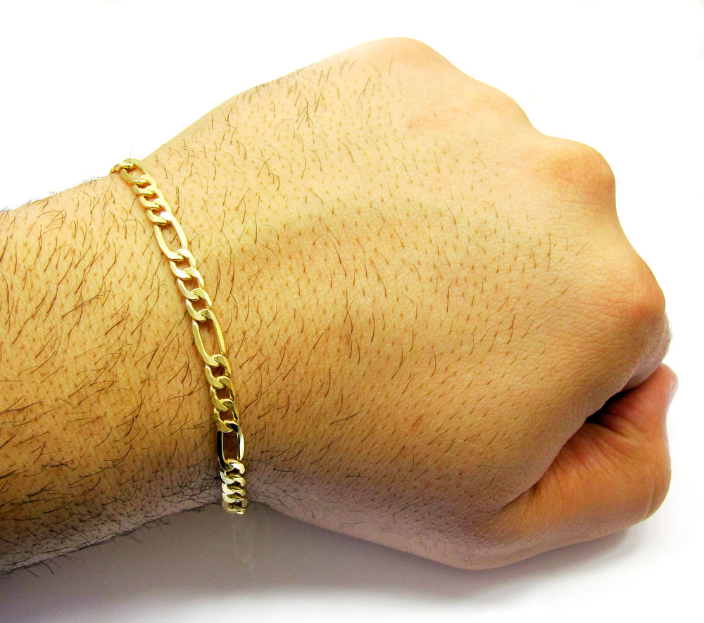 10k yellow gold figaro bracelet 8 inch 5.2mm  - Image 5