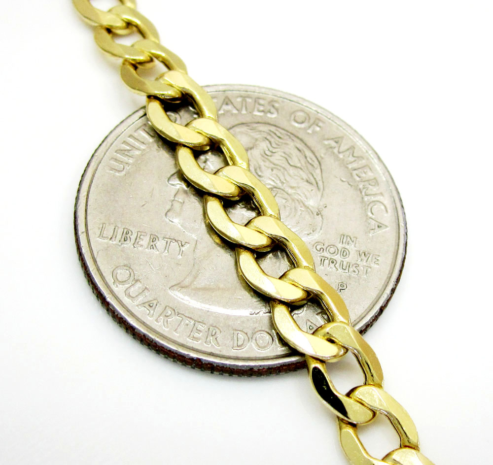 10k yellow gold cuban bracelet 8.50 inch 5.2mm 