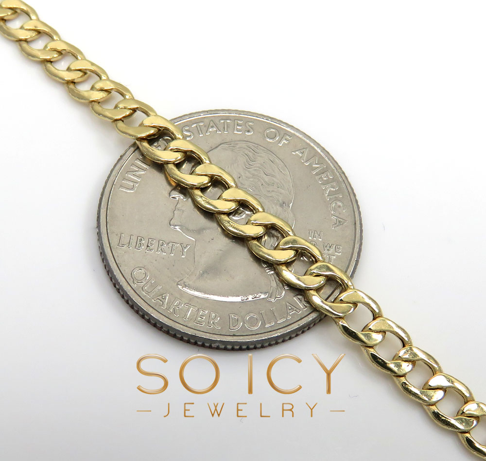 10k yellow gold cuban bracelet 8 inch 4.3mm 