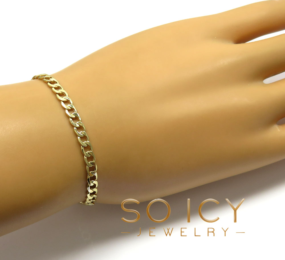10k yellow gold cuban bracelet 8 inch 4.3mm  - Image 5