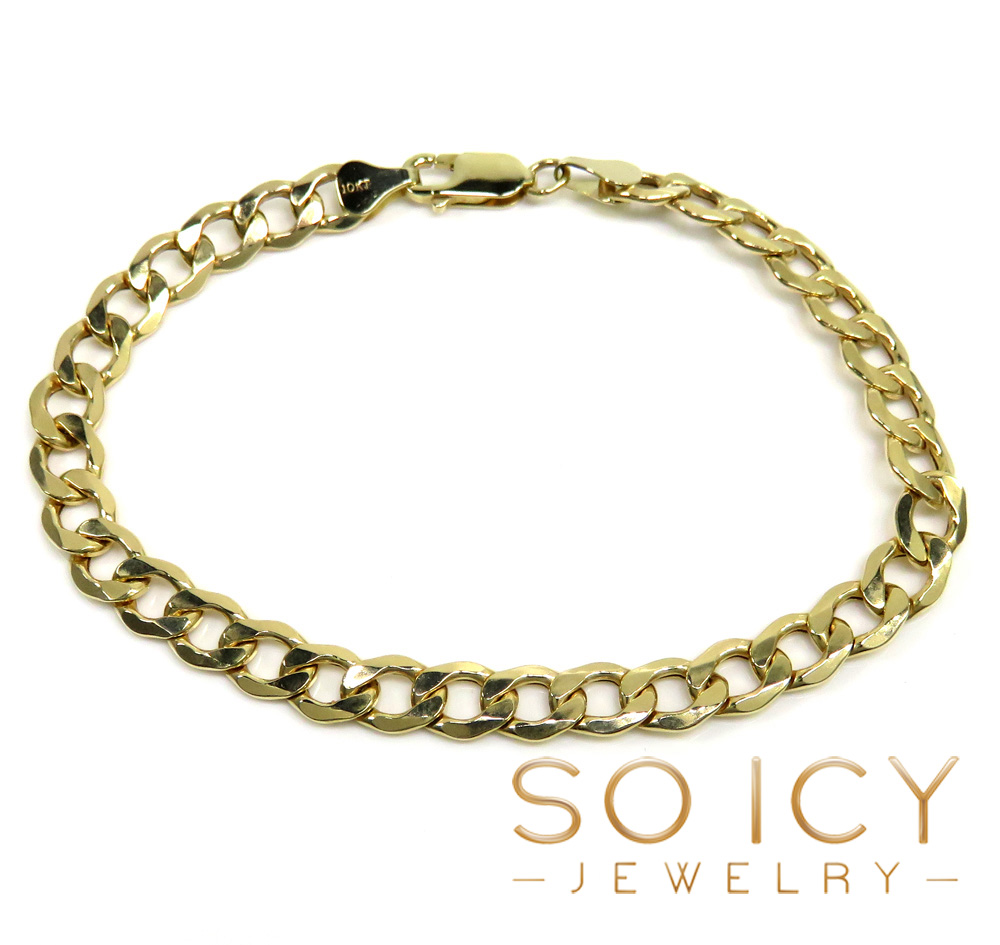 10k yellow gold thick cuban bracelet 8.50 inch 6.8mm 