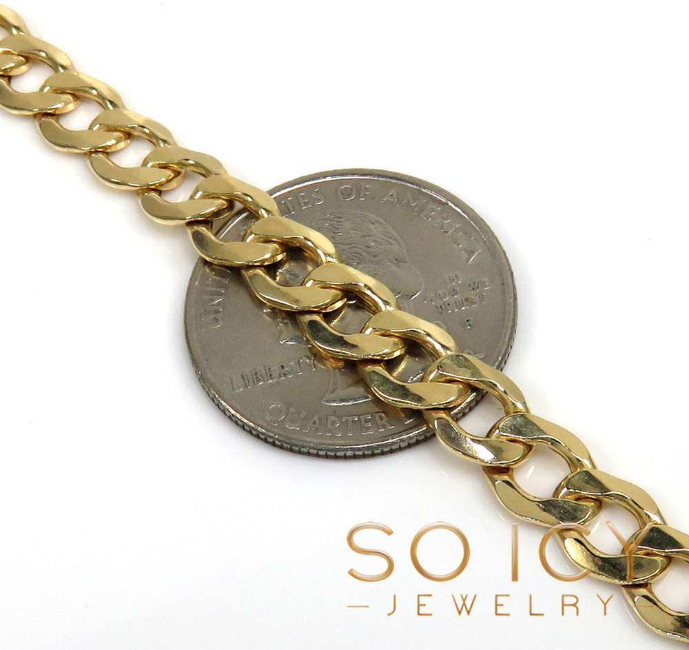 10k yellow gold thick cuban bracelet 8.50 inch 6.8mm 