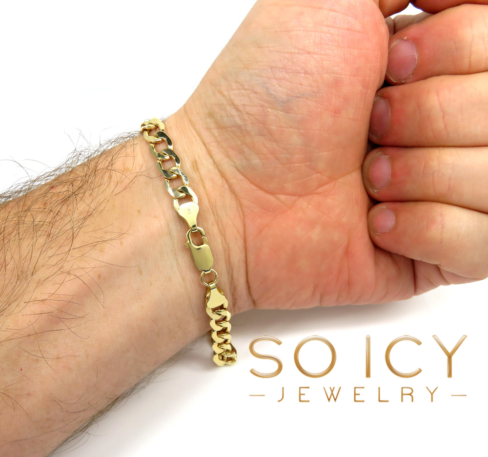 10k yellow gold thick cuban bracelet 8.50 inch 6.8mm 