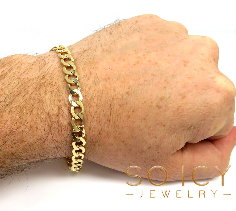 10k yellow gold thick cuban bracelet 8.50 inch 6.8mm - Image 5