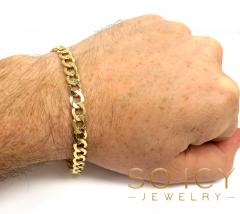 10k yellow gold thick cuban bracelet 8.50 inch 6.8mm 