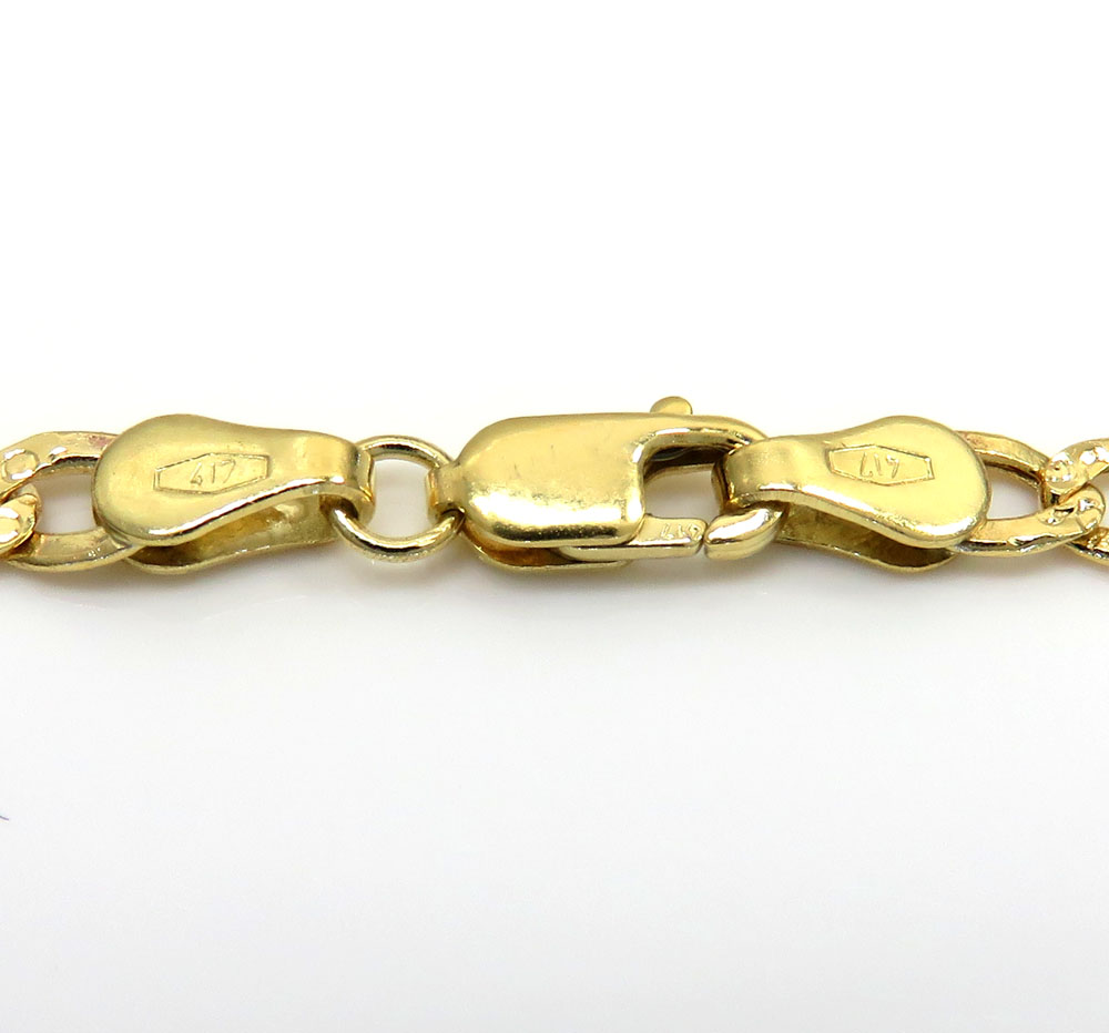 Unisex 10k yellow gold diamond cut cuban short bracelet 7 inch 3.5mm 