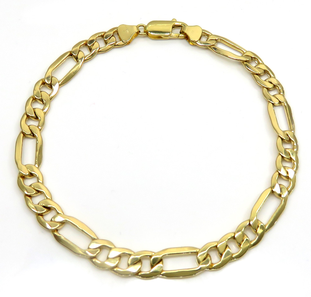 10k yellow gold thick figaro bracelet 9 inch 6.5mm - Image 2