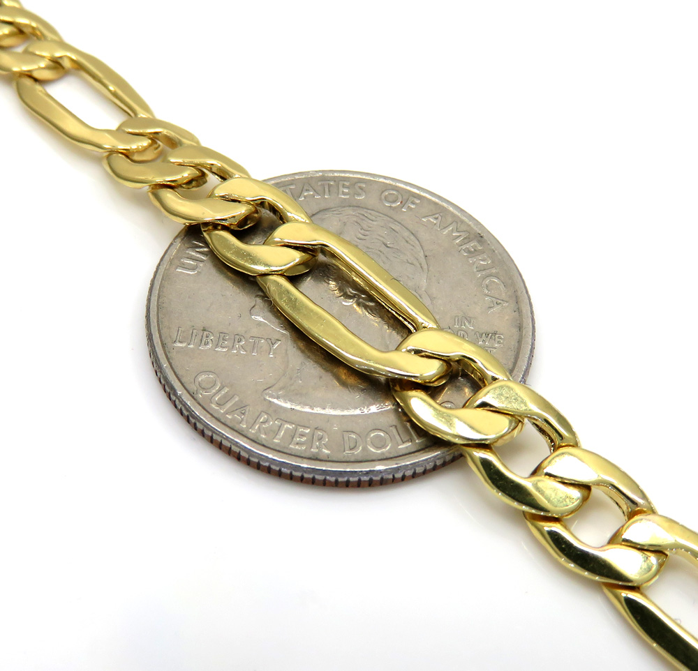 10k yellow gold thick figaro bracelet 9 inch 6.5mm - Image 3
