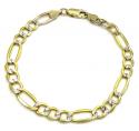 10k yellow gold thick diamond cut figaro bracelet 8 inch 6.8mm