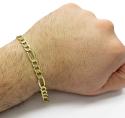 10k yellow gold thick diamond cut figaro bracelet 8 inch 6.8mm